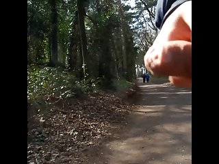 Flashing old couple in wood