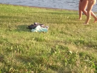 Huge nudist mature tits stroll back from