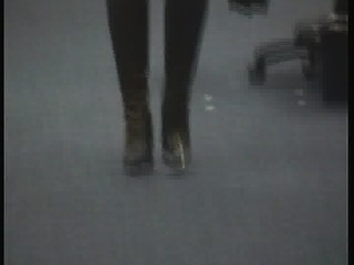 Sexy Legs in red pvc mini skirt and black