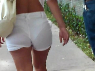 Sexy Albanian Lady See Thru White Shorts